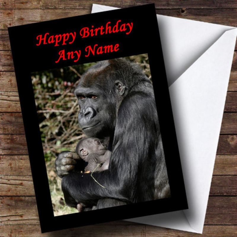Gorilla Mum and Baby Personalised Birthday Card – The Card Zoo