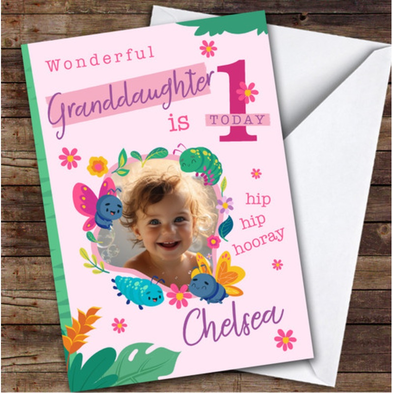 Granddaughter 1st Cute Insects Photo Custom Personalised Birthday Card – The Card Zoo