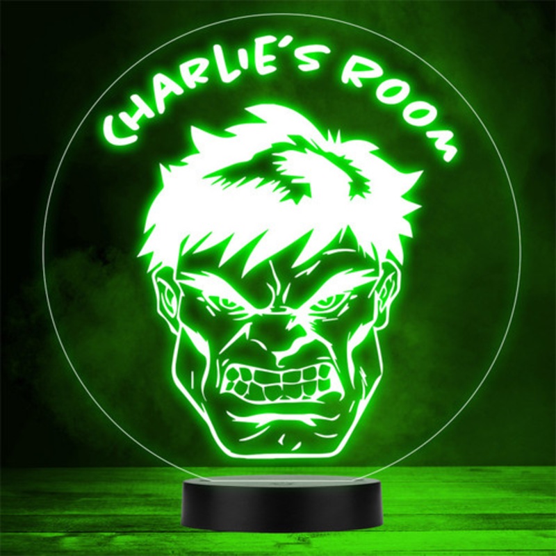 Incredible Hulk’s Head Personalised Gift Colour Changing LED Lamp Night Light – The Card Zoo