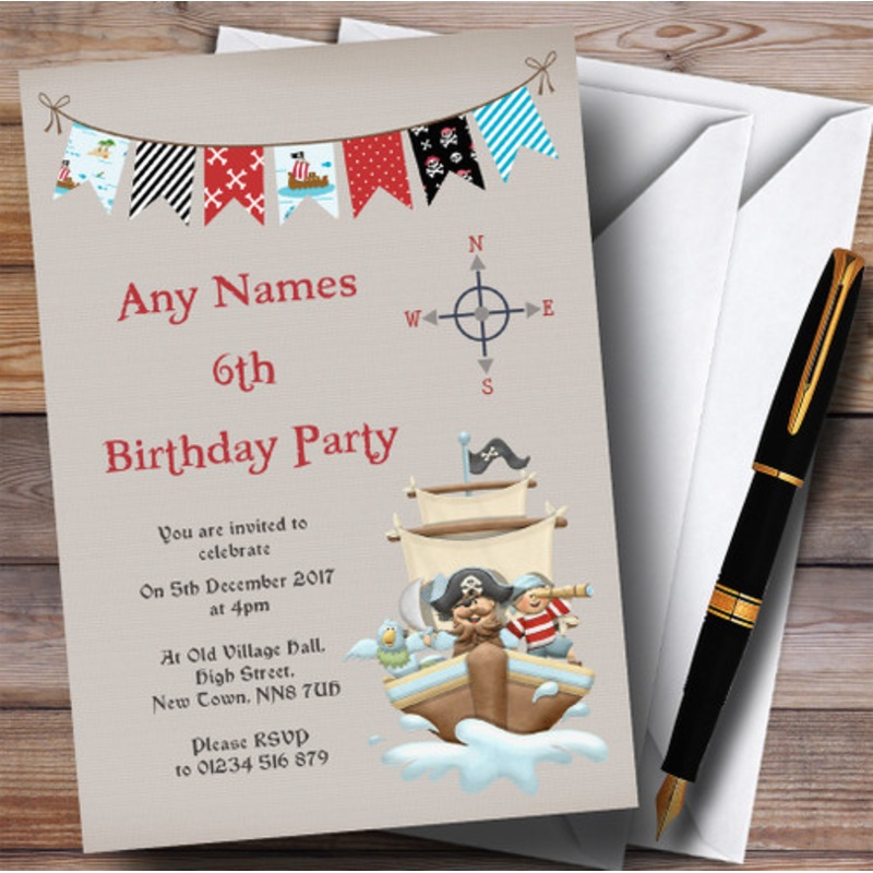 Pirate Ship Bunting Children’s Birthday Party Invitations – The Card Zoo