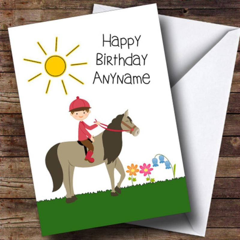 Pony Horse Riding Boy Personalised Birthday Card – The Card Zoo