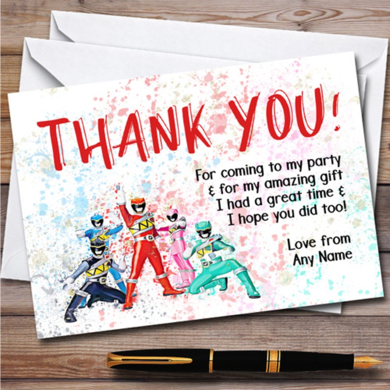 Power Rangers Dino Charge Splatter Art Children’s Birthday Party Thank You Cards – The Card Zoo