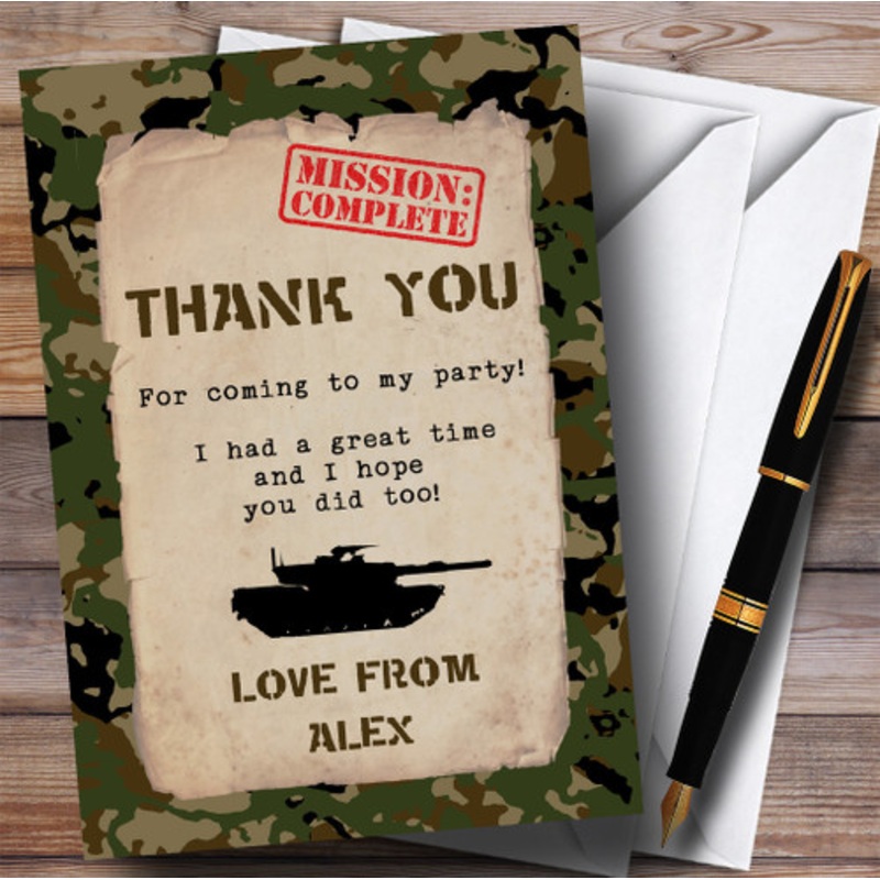 Top Secret Army Soldier Camouflage Party Thank You Cards – The Card Zoo
