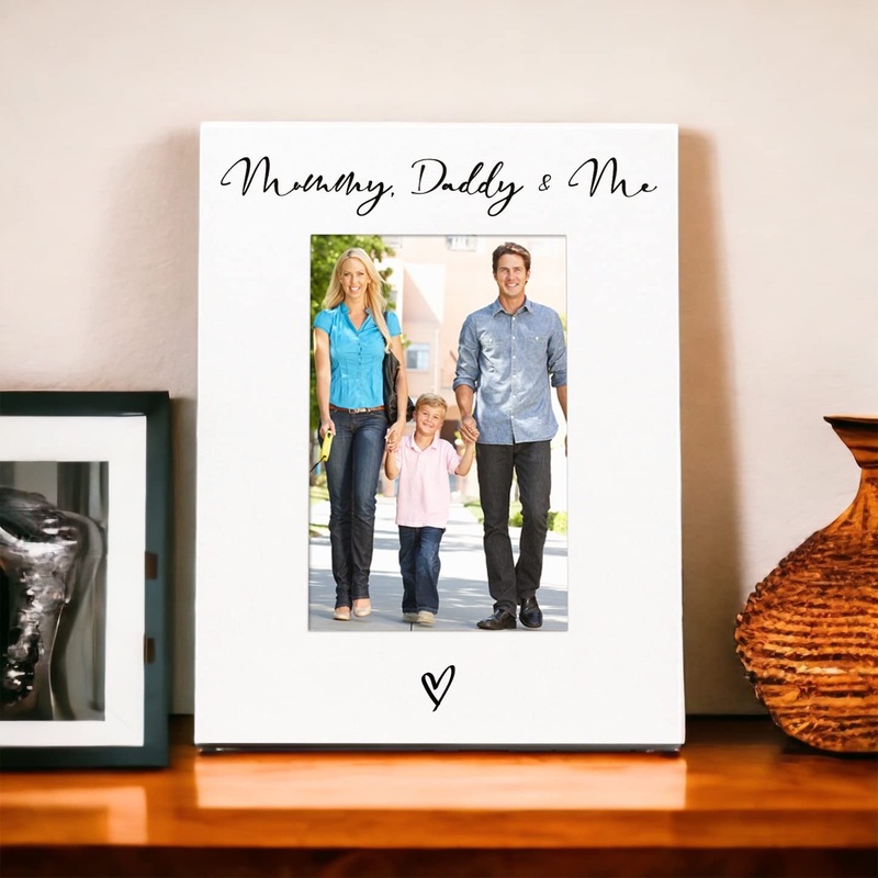 White 6×4 Portrait Picture Photo Frame Mummy Daddy & Me Heart