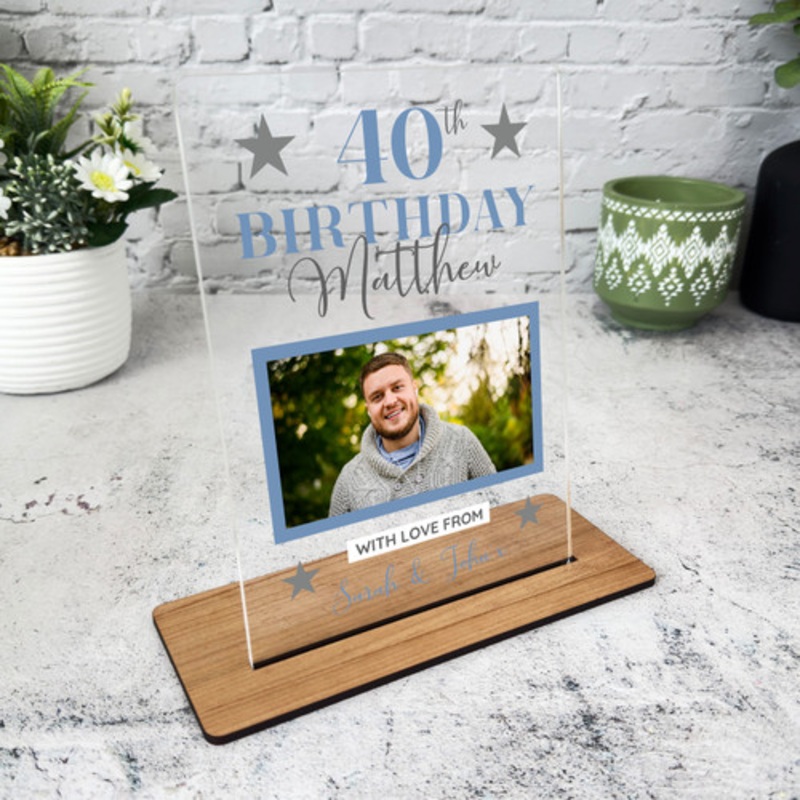 40th Birthday Gift Male Star Photo Custom Personalised Gift Acrylic Plaque – The Card Zoo