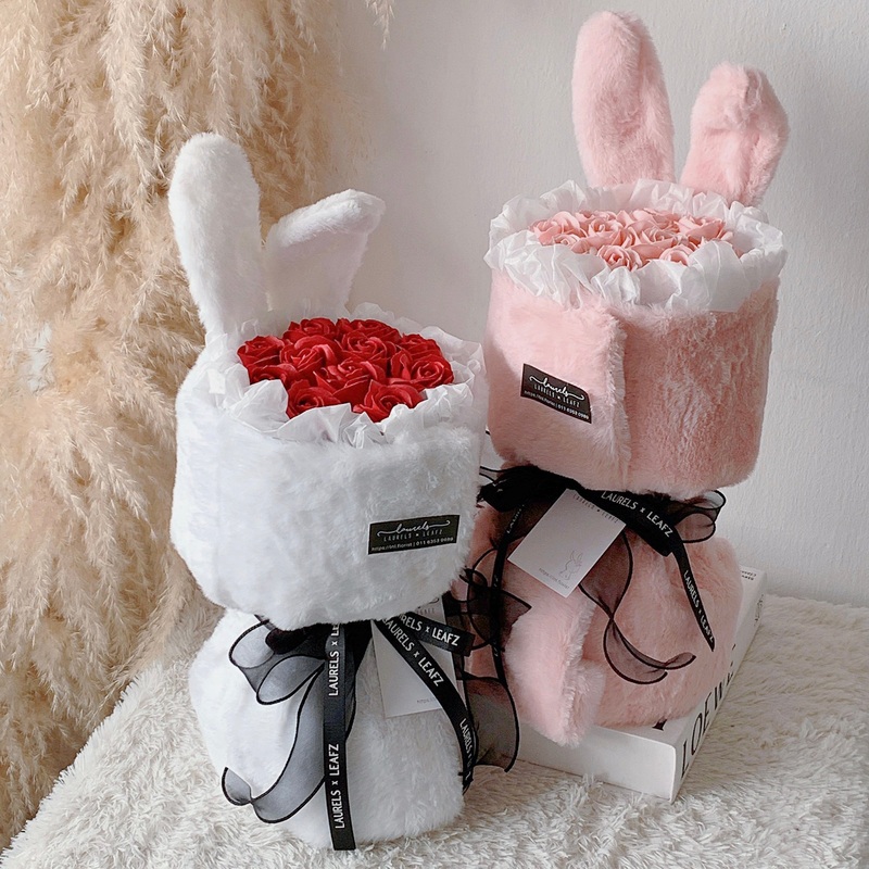 520 Rabbit Rose Artificial Soap Bouquet (Johor Bahru Delivery Only)