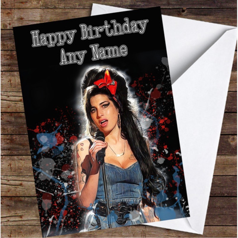 Amy Winehouse Splatter Art Personalised Birthday Card – The Card Zoo
