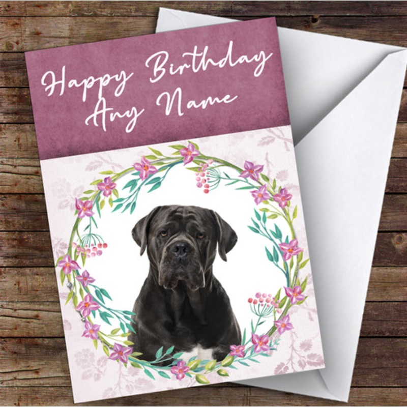 Cane Corso Dog Pink Floral Animal Personalised Birthday Card – The Card Zoo
