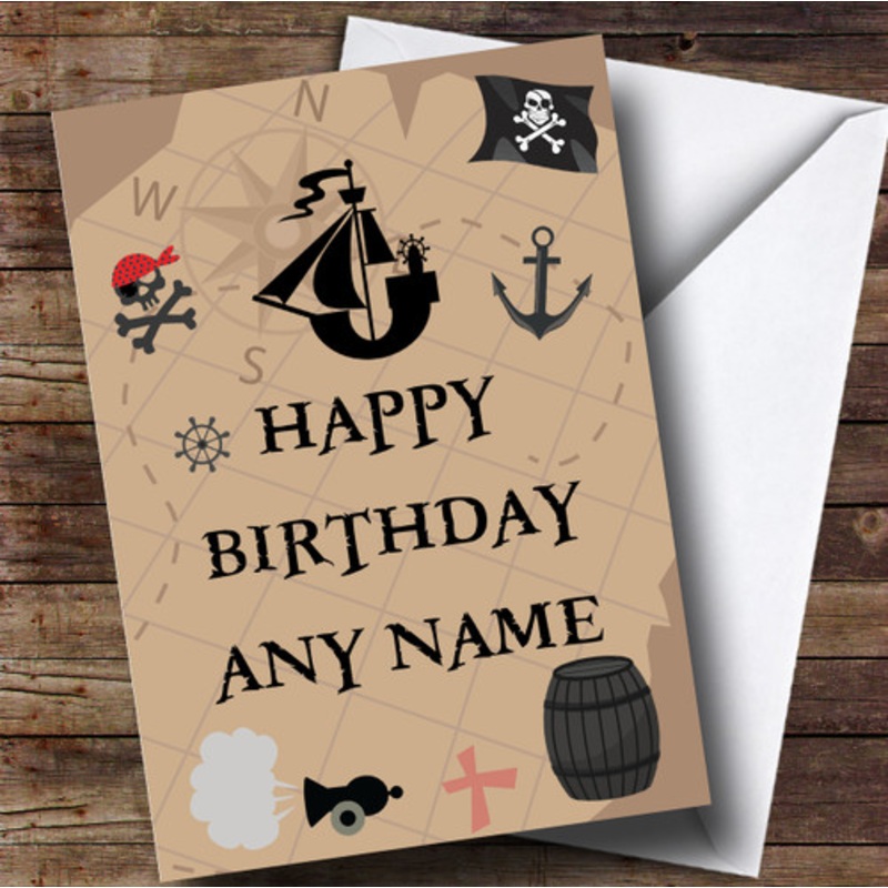 Pirate Map Children’s Birthday Personalised Card – The Card Zoo