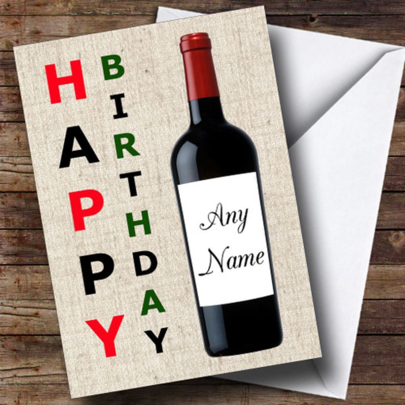 Red Wine Bottle Personalised Birthday Card – The Card Zoo