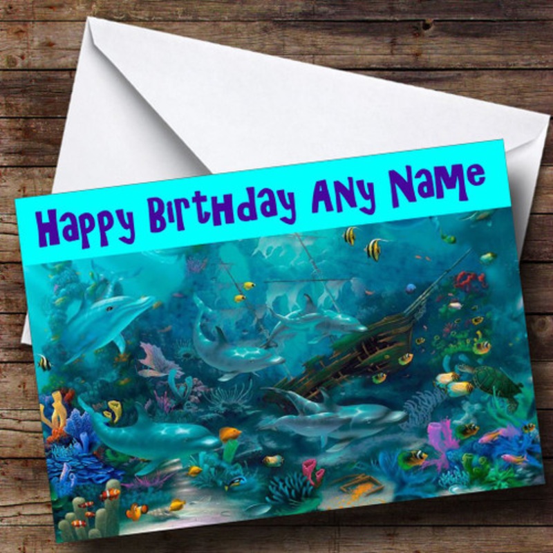 Underwater Scene With Dolphins Personalised Birthday Card – The Card Zoo