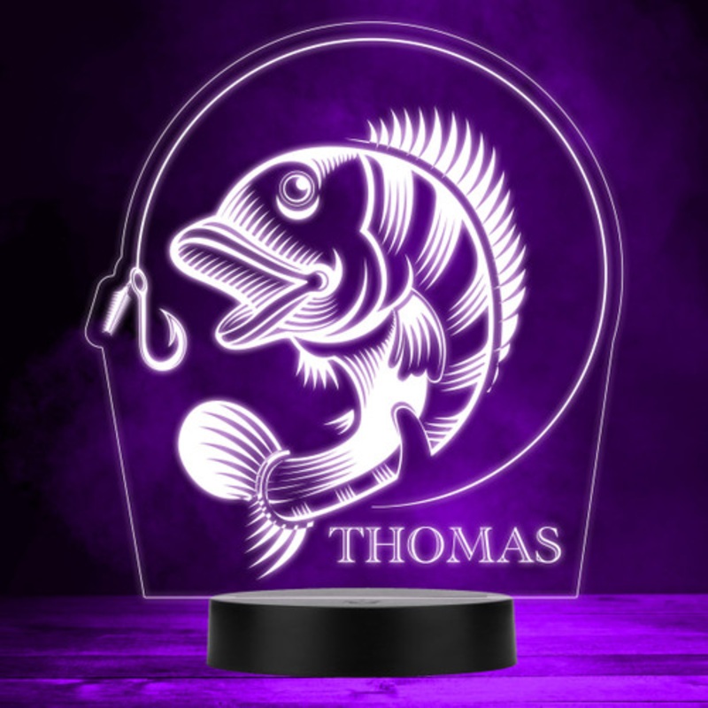 Fish With Hook Fishing Colour Changing Personalised Gift LED Lamp Night Light – The Card Zoo