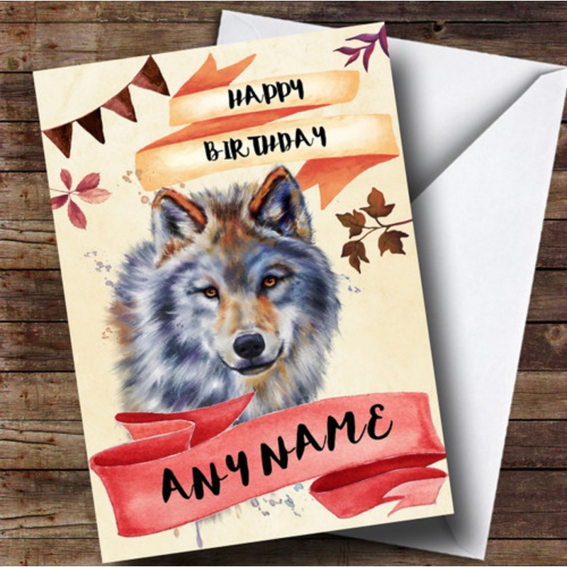 Watercolour Rustic Wolf Personalised Birthday Card – The Card Zoo