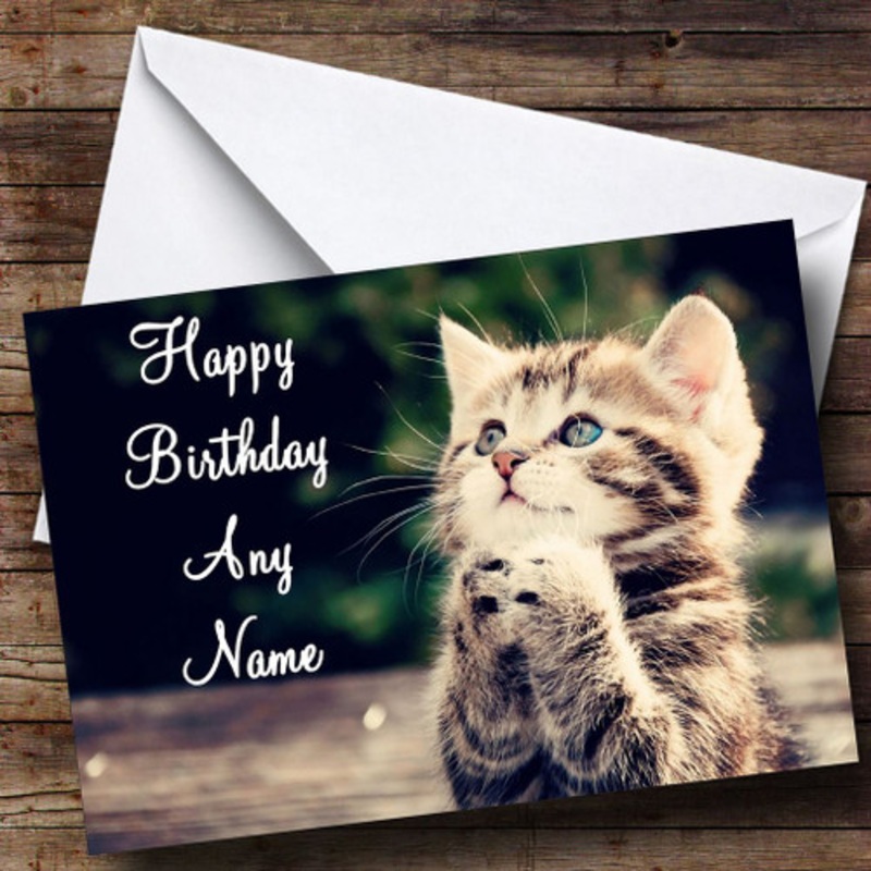 Funny Kitten Praying Personalised Birthday Card – The Card Zoo