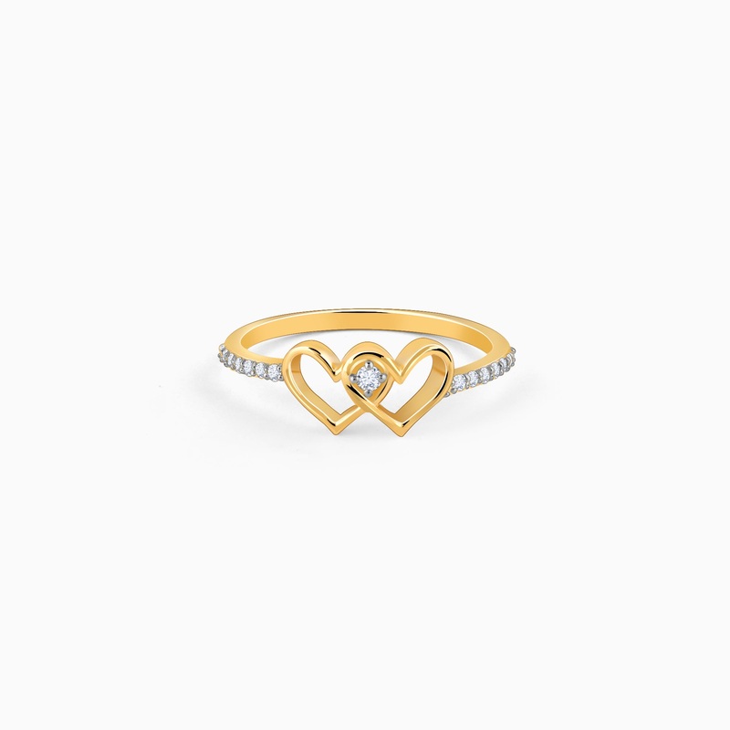 Gold Twin Hearts Diamond Ring