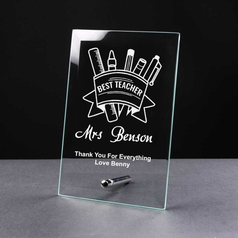Personalised Best Teacher Thank You Gift Glass Plaque