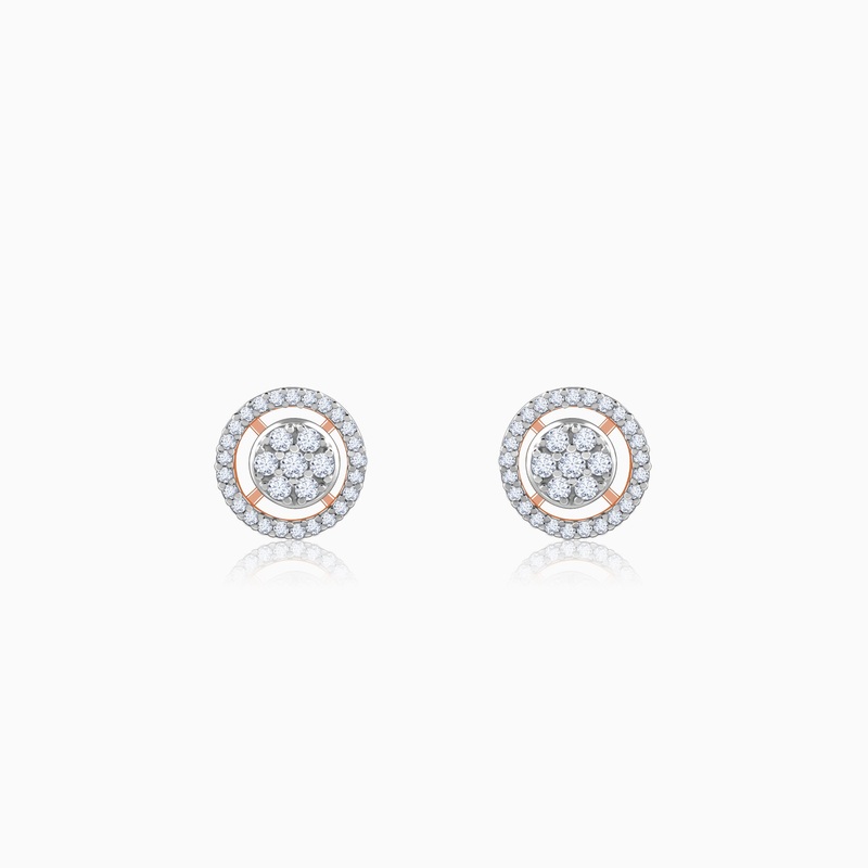 Rose Gold Poise Halo Lab Grown Diamond Earrings