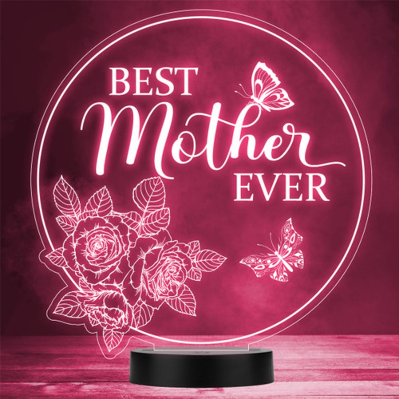 Roses and Butterflies Mother’s Day Personalised Gift Colour Changing Night Light – The Card Zoo