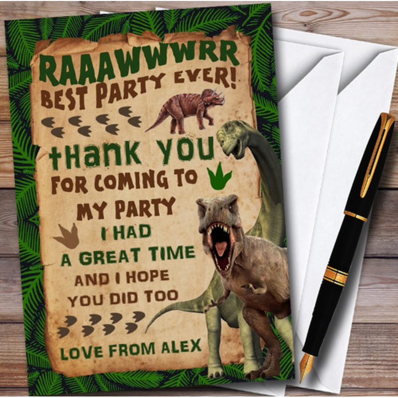 Scary Prehistoric Dinosaur Personalised Children’s Birthday Party Thank You Cards – The Card Zoo