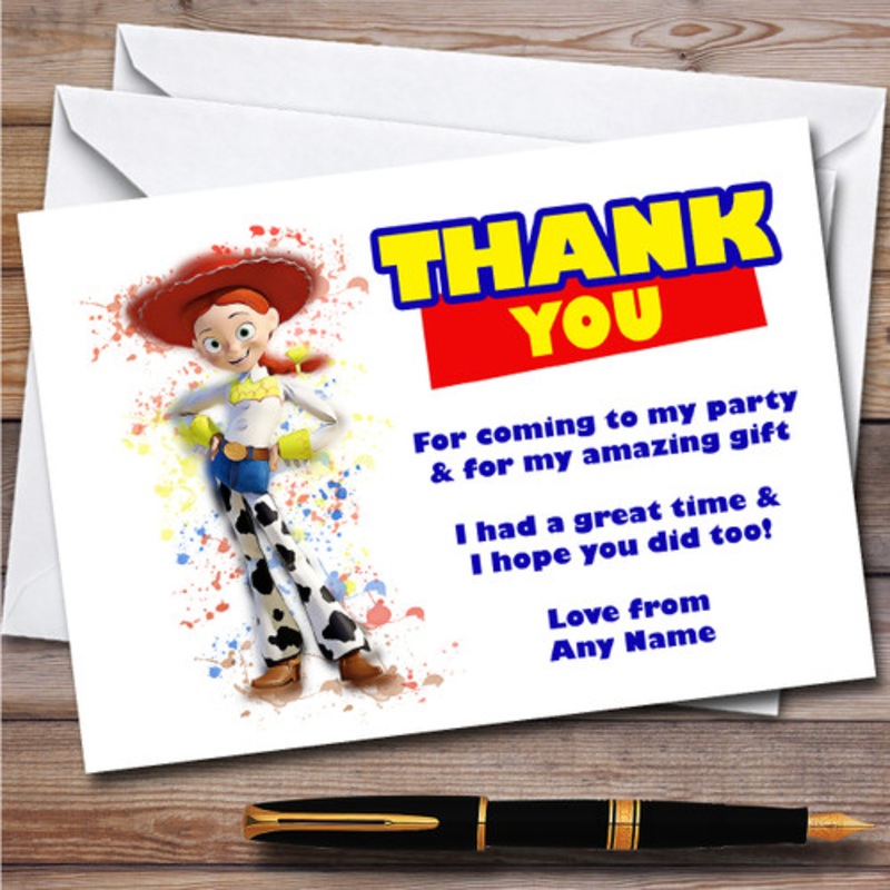 Jessie Toy Story Splatter Art Children’s Birthday Party Thank You Cards – The Card Zoo