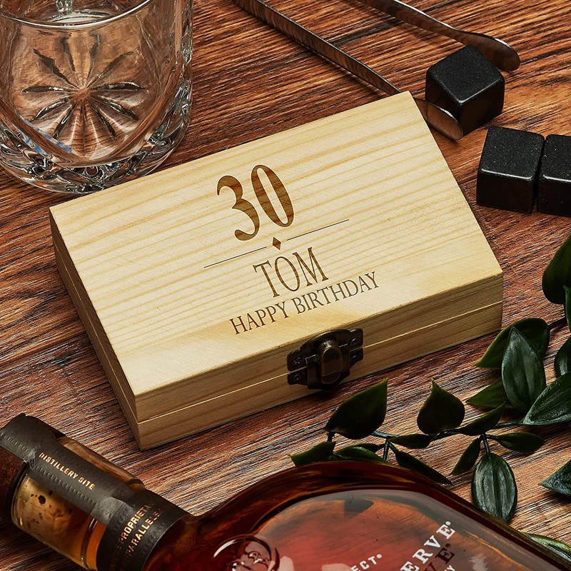 Personalised 30th Birthday Whisky Stones In Engraved Gift Box
