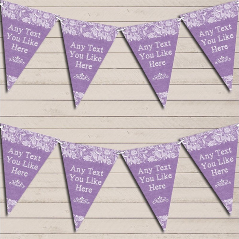 Pretty Lace Purple Birthday Bunting Garland Party Banner – The Card Zoo