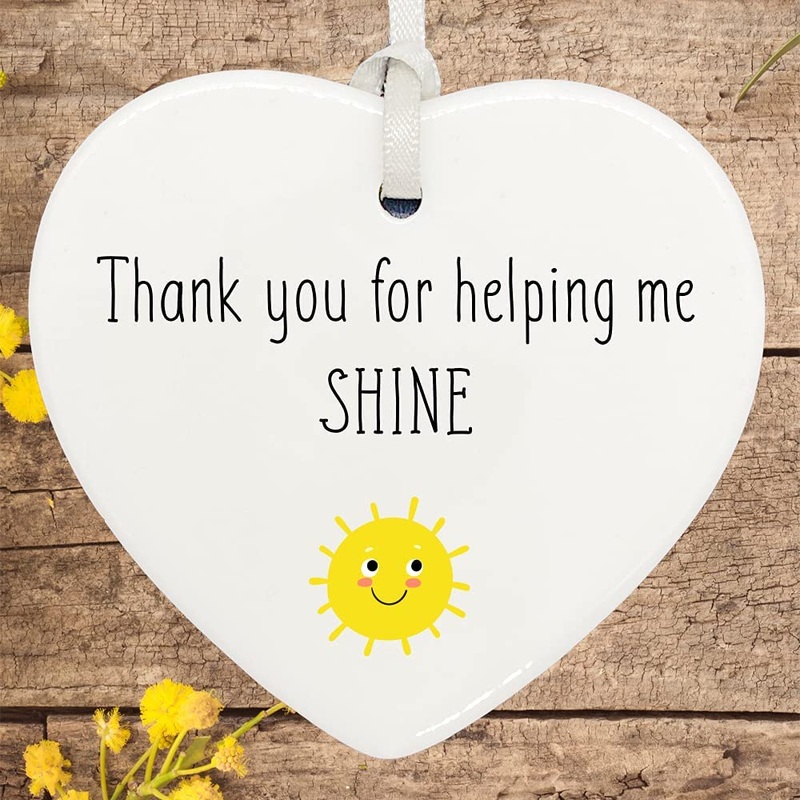 Teacher Gift thank you for helping me shine ceramic heart present