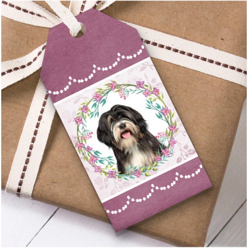 Tibetan Terrier Dog Pink Floral Birthday Present Favor Gift Tags – The Card Zoo