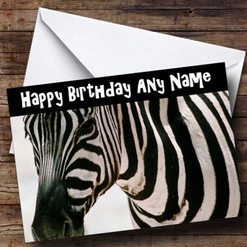 Zebra Close Up Personalised Birthday Card – The Card Zoo
