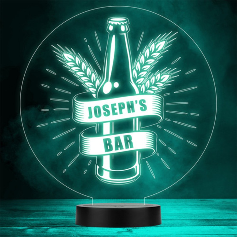 Beer Bottle and Grains Your Name Home Bar Man Cave Gift Colour Change Night Light – The Card Zoo