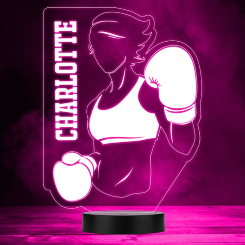 Boxing Girl In Gloves Boxer Sports Fan Personalised Colour Changing Night Light – The Card Zoo