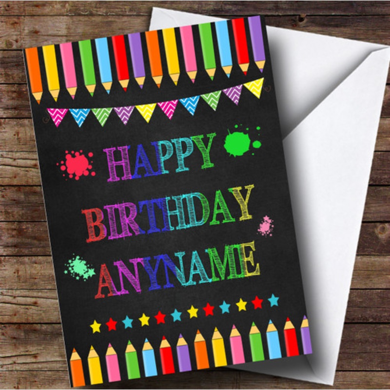 Chalk Arty Pencils Children’s Birthday Personalised Card – The Card Zoo