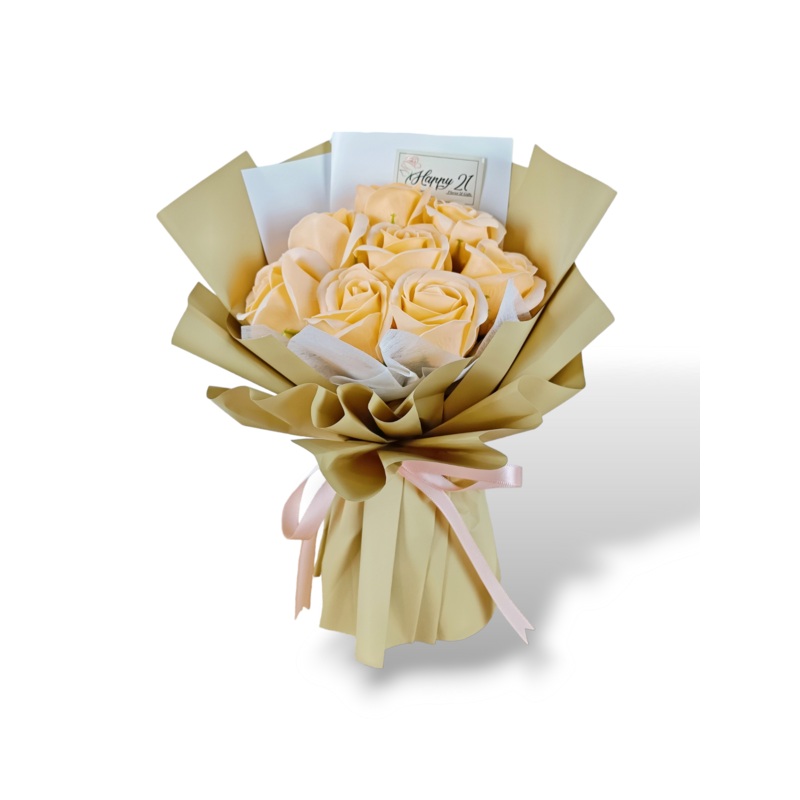 Champagne Soap Roses Bouquet (Artificial Flower)  (Klang Valley Delivery)