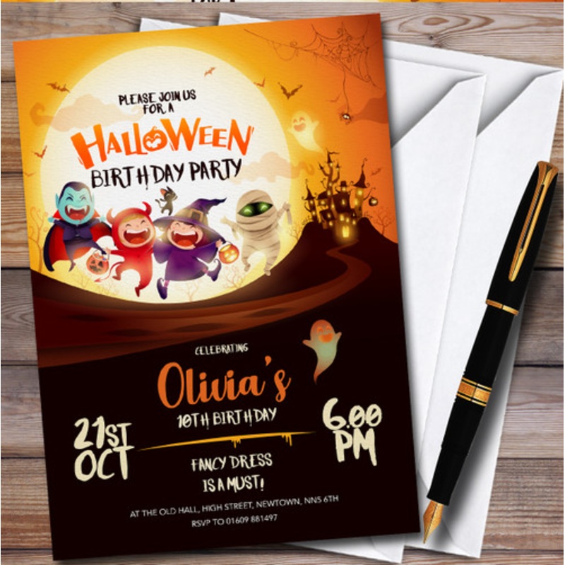 Cute Monsters October Halloween Children’s Birthday Party Invitations – The Card Zoo