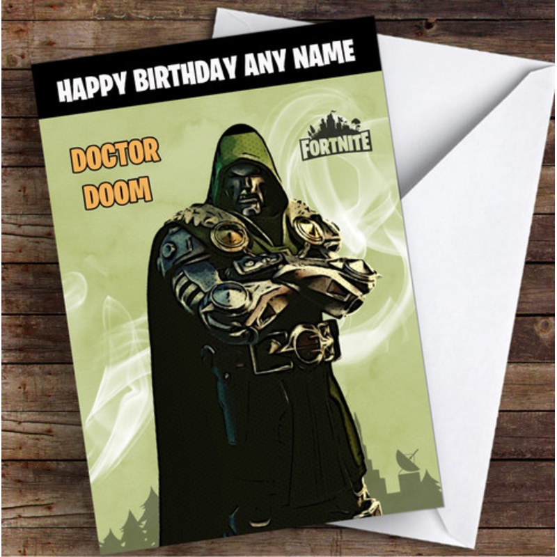 Doctor Doom Gaming Comic Style Kids Fortnite Skin Children’s Personalised Birthday Card – The Card Zoo