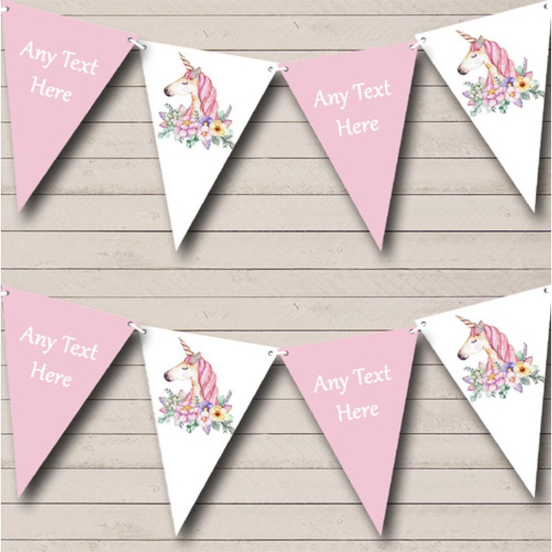 Floral Unicorn Personalised Children’s Party Bunting – The Card Zoo