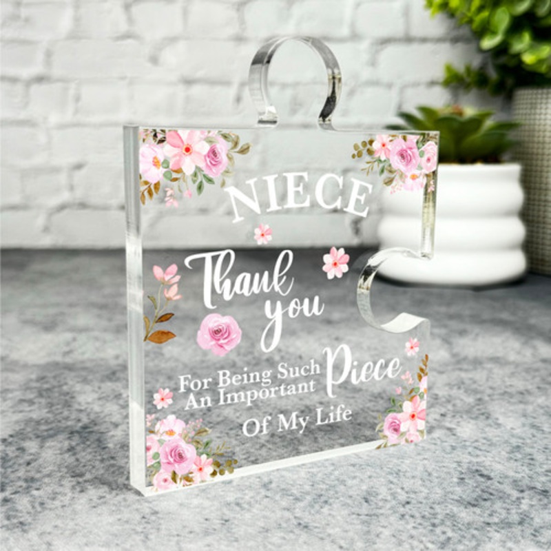 Gift For Niece Watercolour Pink Floral Puzzle Plaque Keepsake Gift – The Card Zoo