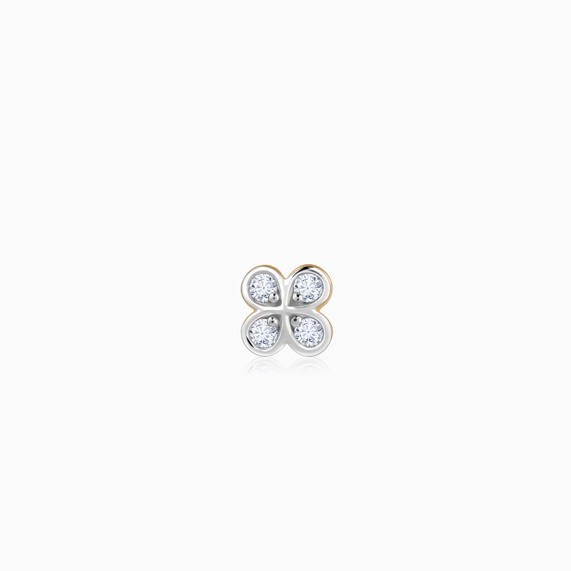 Gold Clover Lab Grown Diamond Nose Pin
