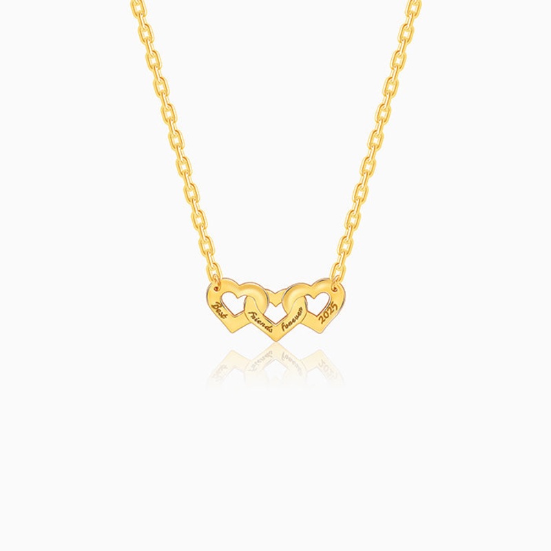 Golden Personalised Triple Heart BFF Necklace