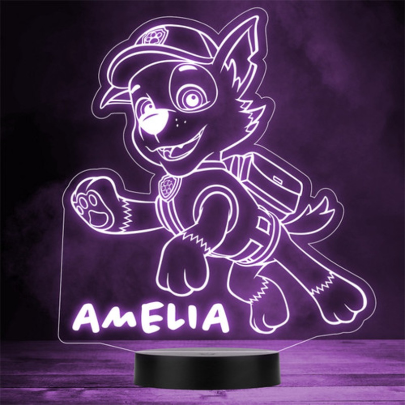 Kids Rocky Paw Patrol Personalised Gift Colour Changing LED Lamp Night Light – The Card Zoo