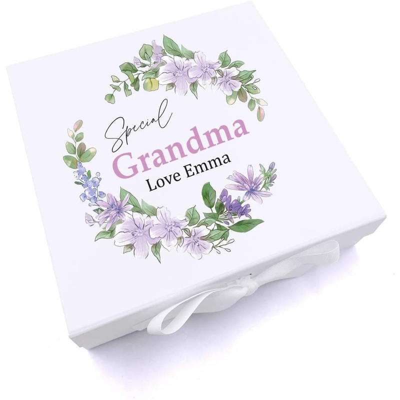 Personalised Special Grandma keepsake memory Gift box Floral Design