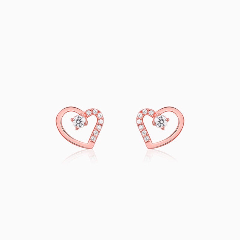 Rose Gold Beautiful Heart Earrings