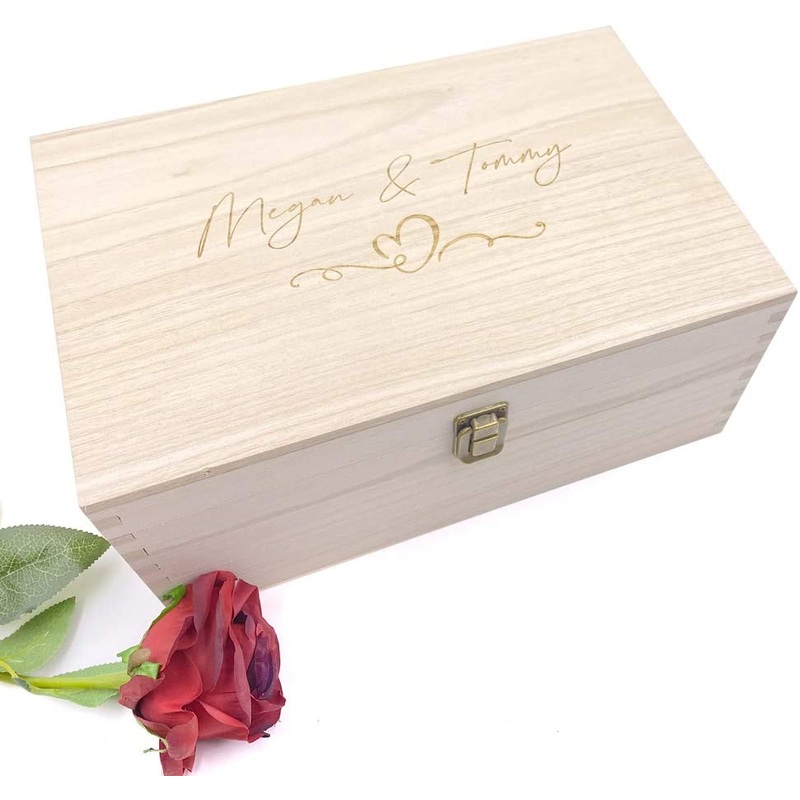Wooden Personalised Love, Anniversary or Wedding Memory Keepsake Box Gift