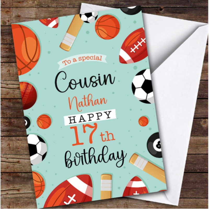 17th Cousin Sports Football Rugby Teenager Personalised Birthday Card – The Card Zoo