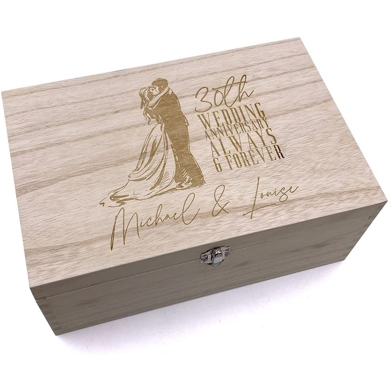 30th Wedding Anniversary Gift Personalised Wooden Memory Keepsake Box