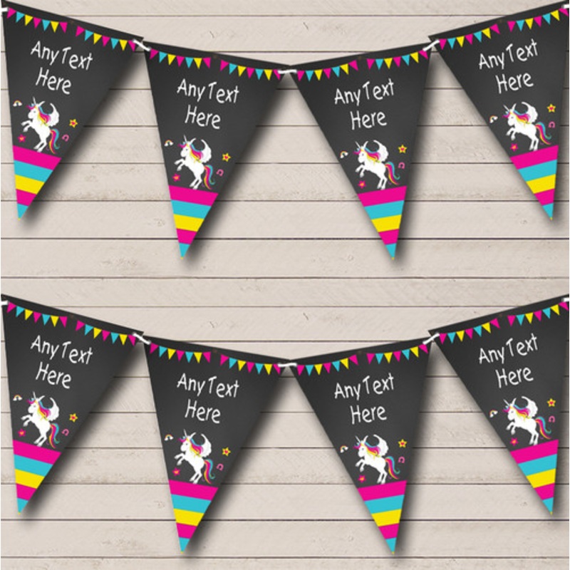 Chalk Pink Unicorn Personalised Children’s Party Bunting – The Card Zoo