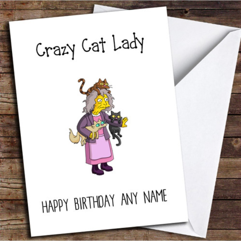 Funny Crazy Cat Lady Personalised Birthday Card – The Card Zoo
