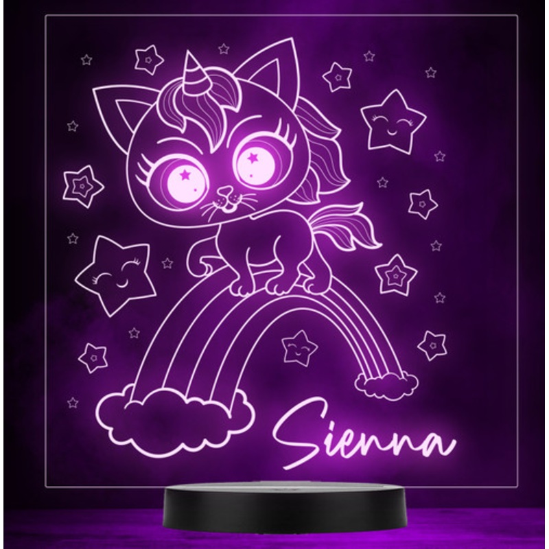 Girls Cute Unicorn Cat Personalised Gift Colour Changing Led Lamp Night Light – The Card Zoo
