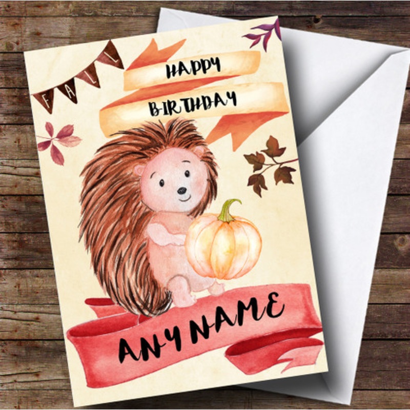 Hedgehog and Pumpkin Personalised Birthday Card – The Card Zoo