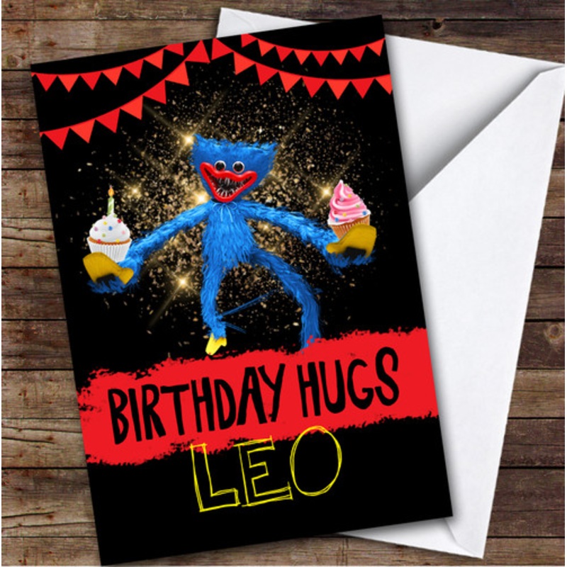 Huggy Wuggy Hugs Personalised Kids Children’s Birthday Card – The Card Zoo